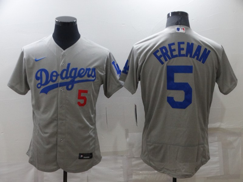Men's Los Angeles Dodgers #5 Freddie Freeman Grey Cool Base Stitched Baseball Jersey Men's Los Angeles Dodgers #5 Freddie Freeman Grey Cool Base Stitched Baseball Jersey